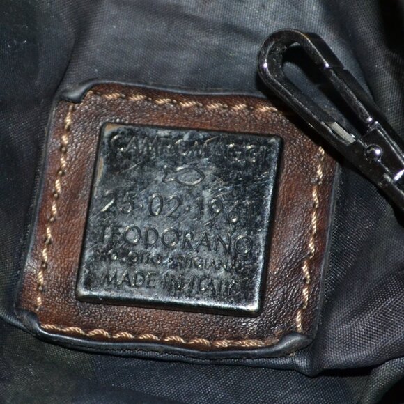 CAMPOMAGGI Canvas Leather Shoulder Bag Made In Italy - Picture 16 of 16